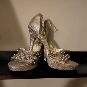 Gold glittered/rhinestone heels